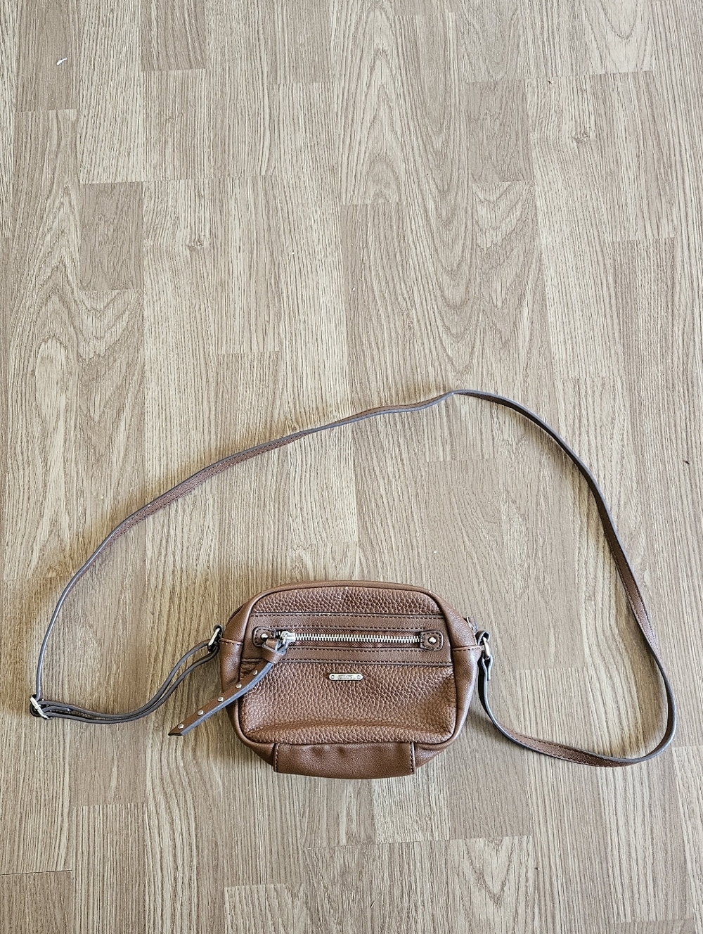 Chaps Small Brown Leather Crossbody Bag